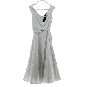 Candalite Women's White V-Neck Sleeveless Floral Lace Maxi Dress - MP